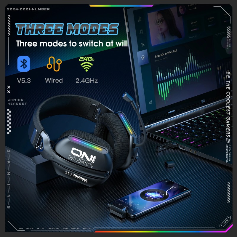 ONIKUMA GT808 Wireless Gaming  - Esports Gaming Headphones ulasan dan harga