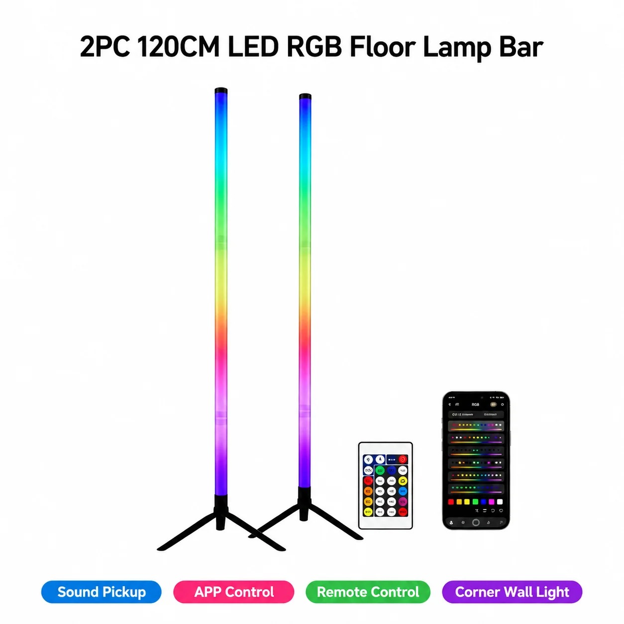 120CM RGB Corner Floor Lamp, S - Esports Gaming Setup ulasan dan harga