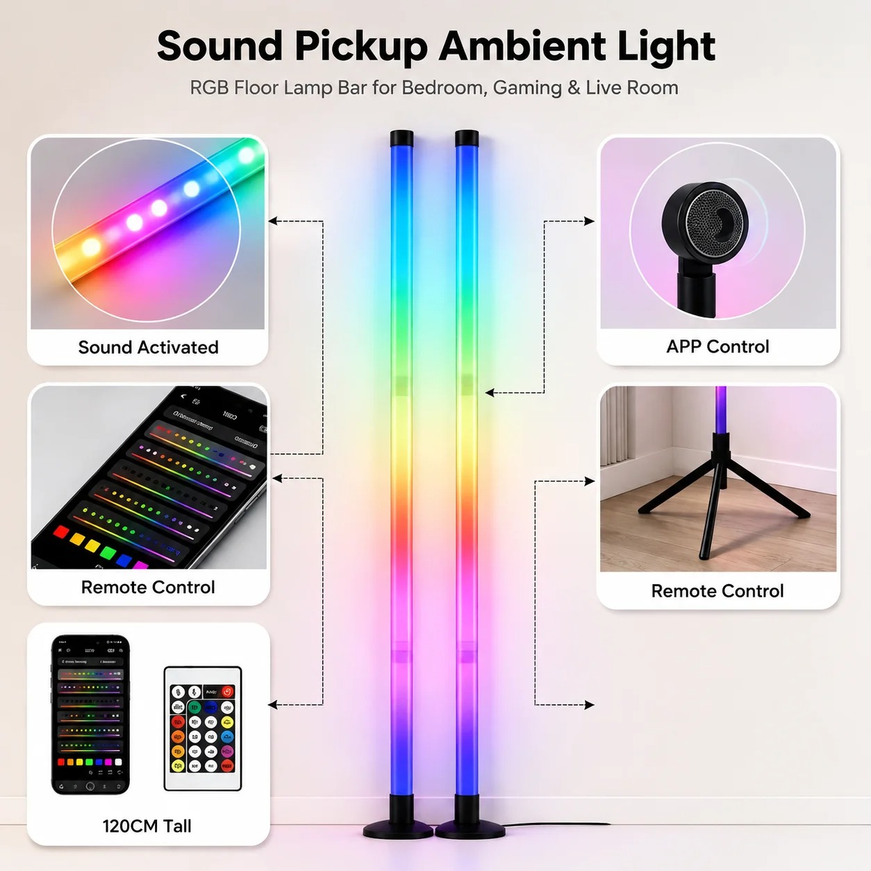 120CM RGB Corner Floor Lamp, S - Esports Gaming Setup ulasan dan harga