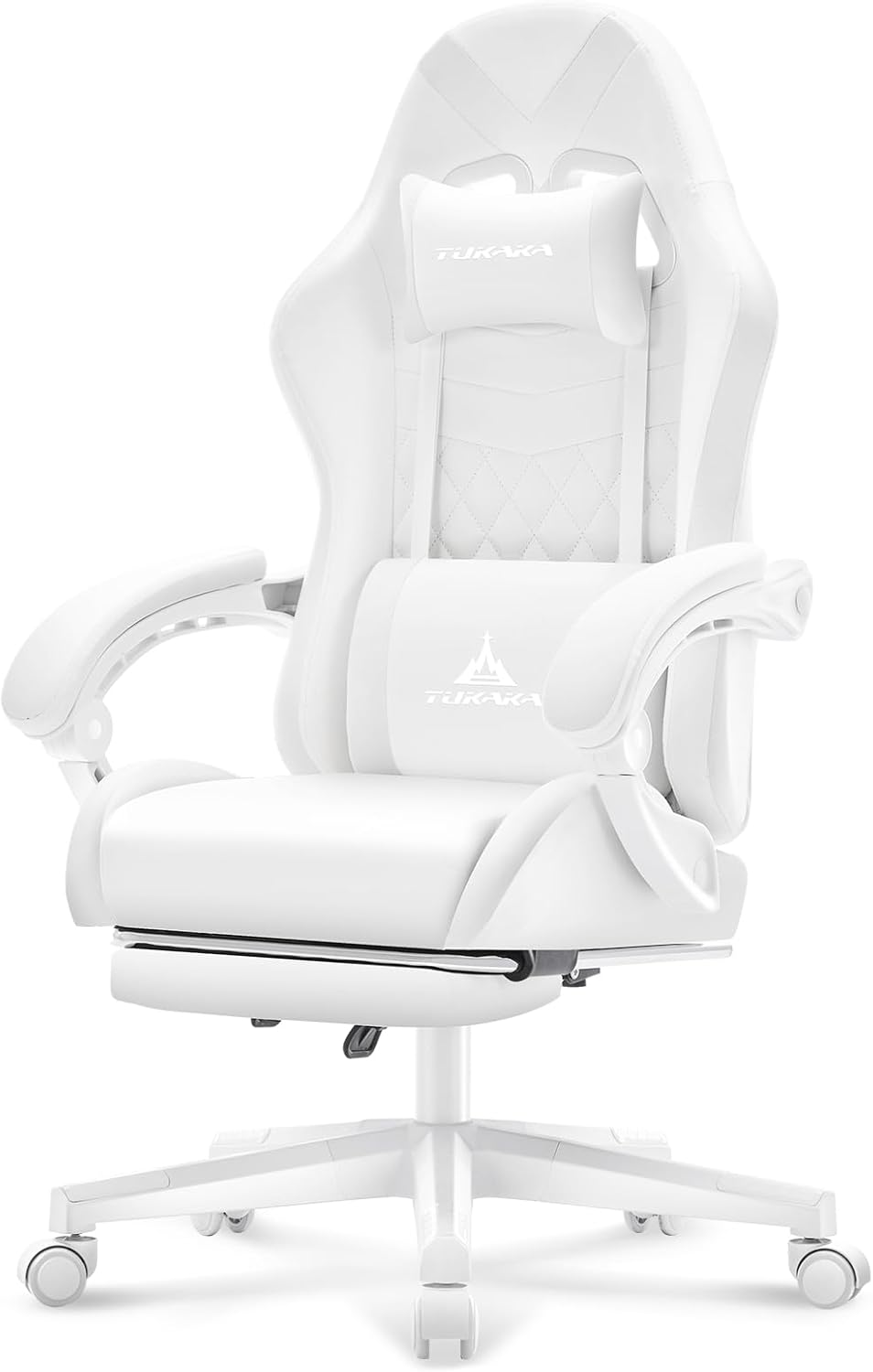 White Ergonomic Gaming Chair w - Gaming & Esports District ulasan dan harga