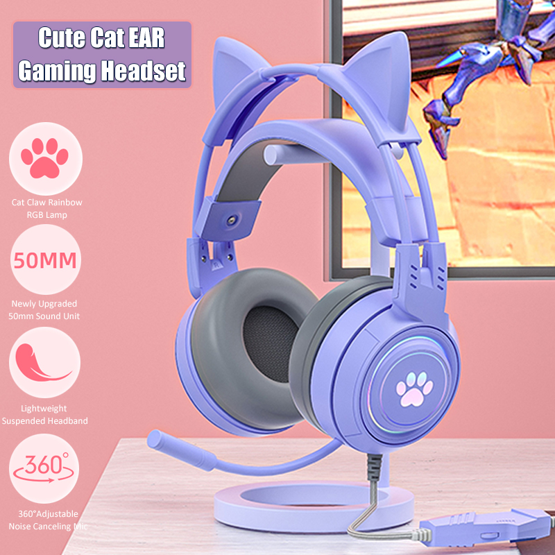 Cute Cat Ear Gaming Headphones - Esports Gaming Headphones ulasan dan harga
