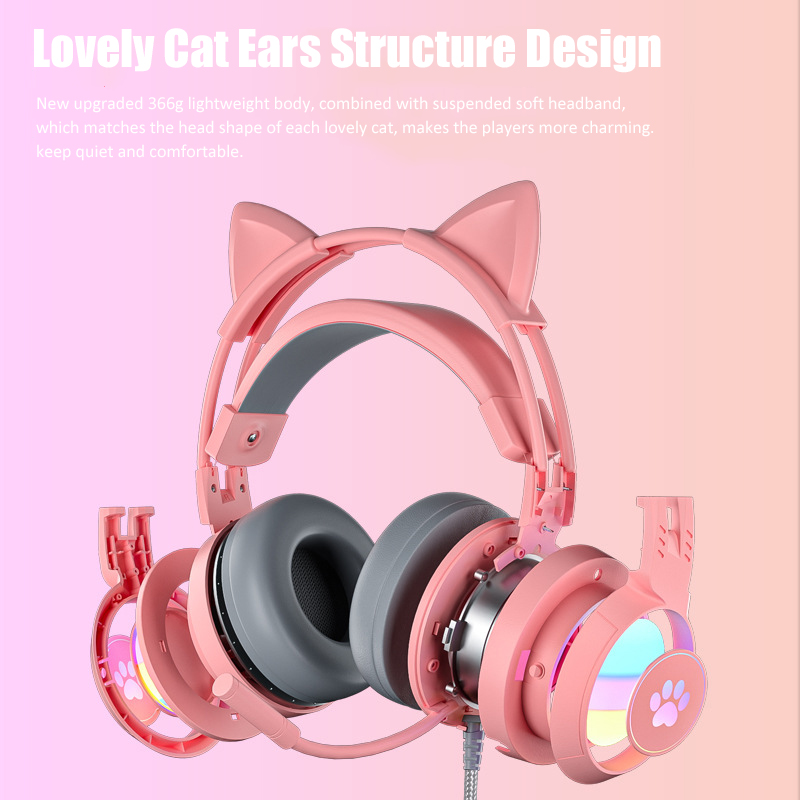 Cute Cat Ear Gaming Headphones - Esports Gaming Headphones ulasan dan harga