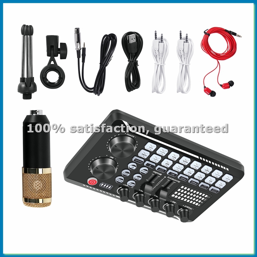 F998 Sound Card Kit,BM-800 Mic - Streaming Mic Condenser ulasan dan harga