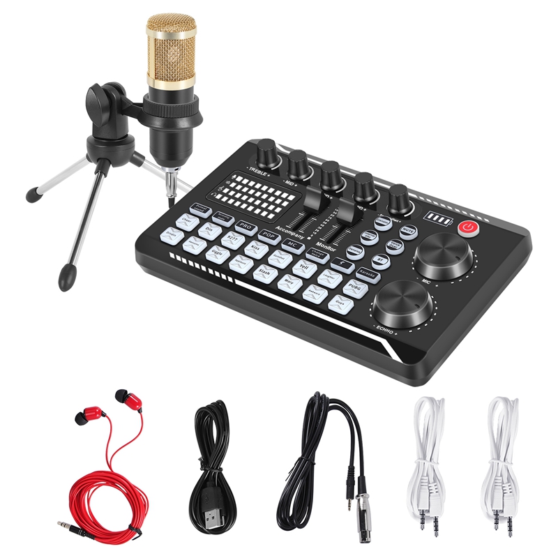 F998 Sound Card Kit,BM-800 Mic - Streaming Mic Condenser ulasan dan harga