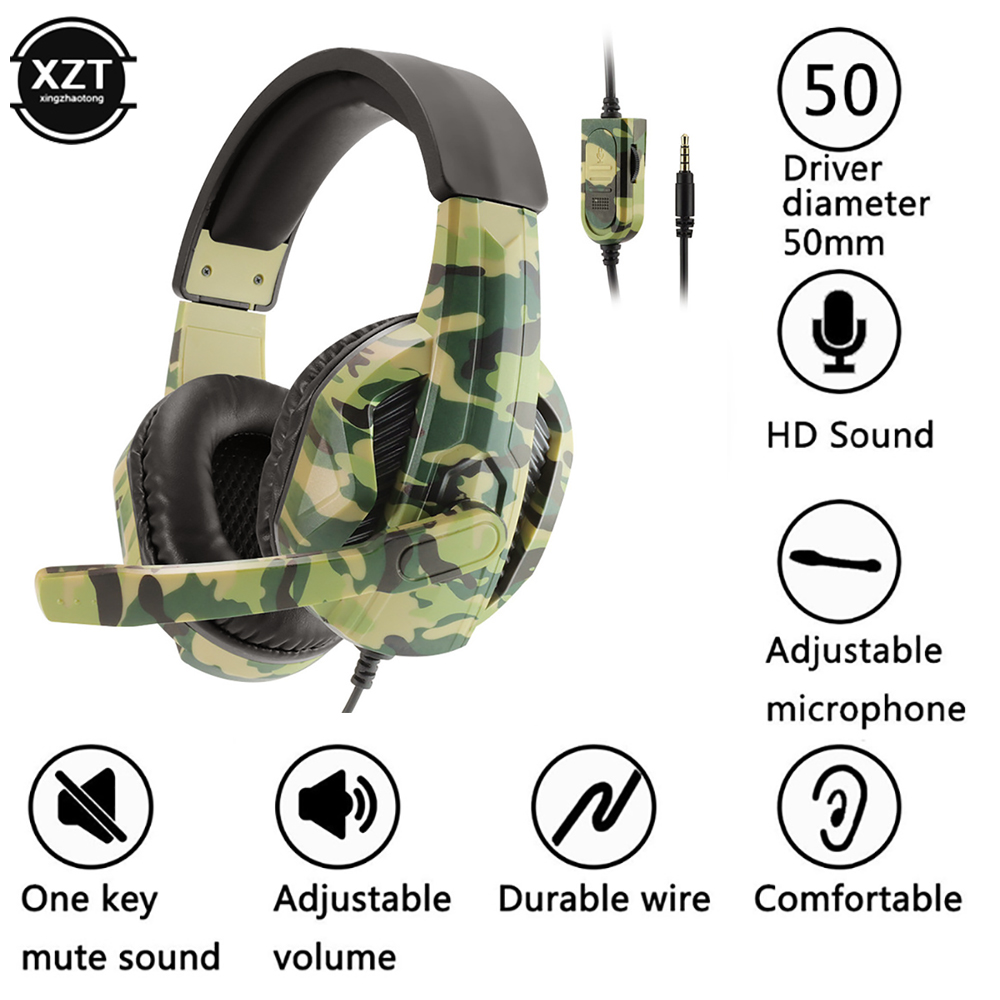 Camouflage Gaming Headset 3.5m - Esports Gaming Headphones ulasan dan harga