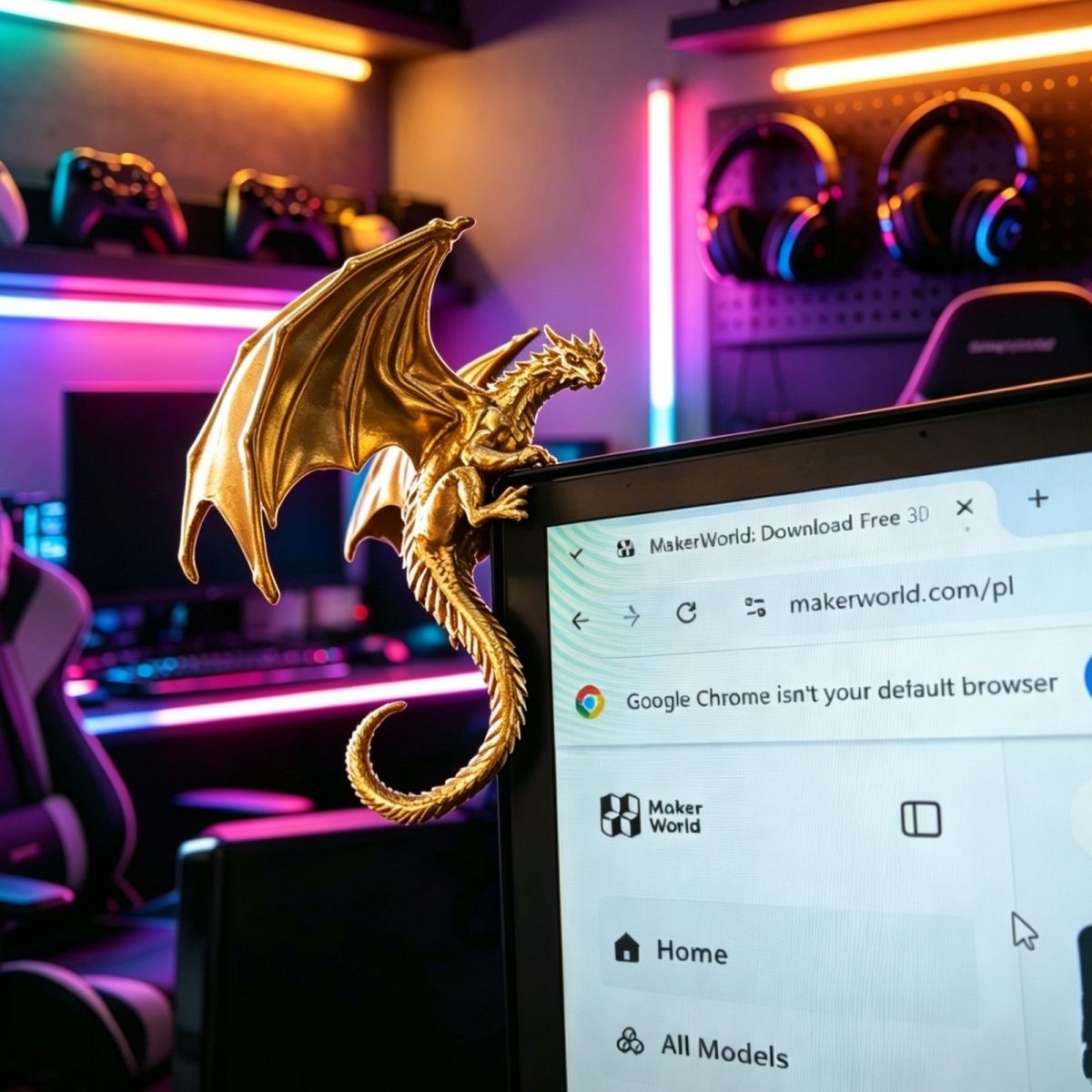 Cool Dragon Lying Figure Monit - Esports Gaming Setup ulasan dan harga